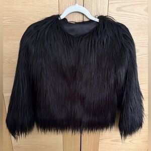 Women’s Chicwish Faux Fur Shaggy Black Jacket - Size XS